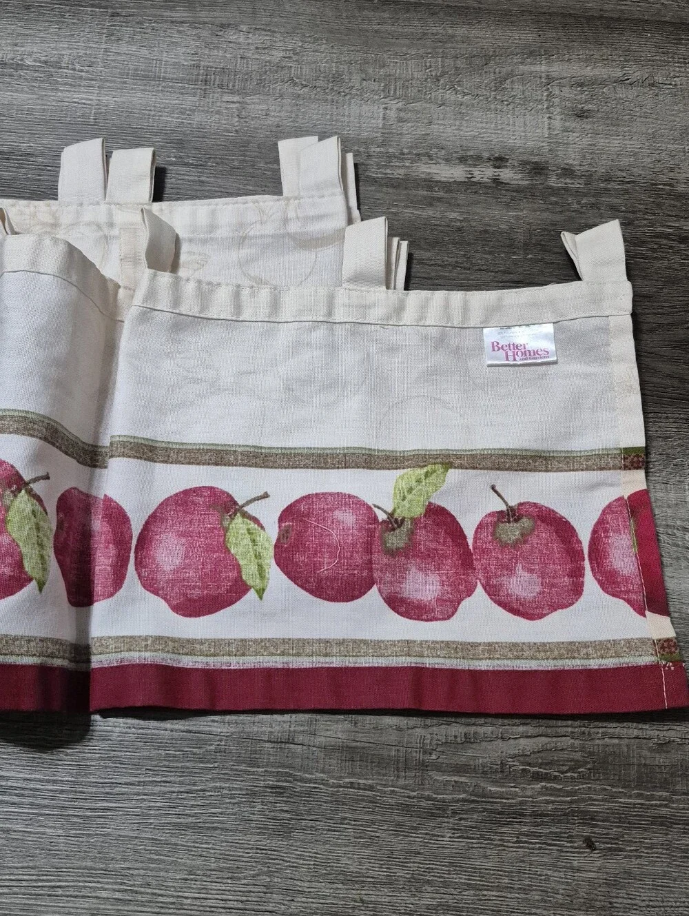 Better Homes And Gardens Cream and Red Apple Print Window Valances
